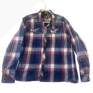 G Star Raw Mens XXL Plaid Long Sleeve Button Up Vintage Shirt
